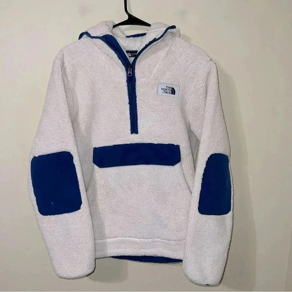 The North Face Campshire Hoodie Men’s Small White Blue - Picture 2 of 5